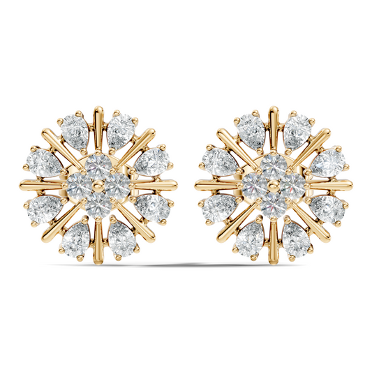 2.32 Ct Sparkling Round Style Round & Pear Shape Natural-Lab Grown Diamond Esthetical Party Wear Diamond Earrings For Women