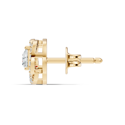 Triangle & Round Shape 18k Solid Rose Gold Dazzling Sparkle Unique Style Earrings For Surprise Gift