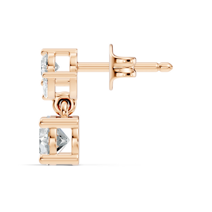 Timeless 1.60 Ct Lab Grown Round Brilliant & Marquise Diamond Drop Earrings