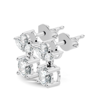 Timeless 1.60 Ct Lab Grown Round Brilliant & Marquise Diamond Drop Earrings