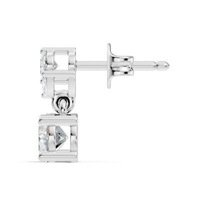 Timeless 1.60 Ct Lab Grown Round Brilliant & Marquise Diamond Drop Earrings