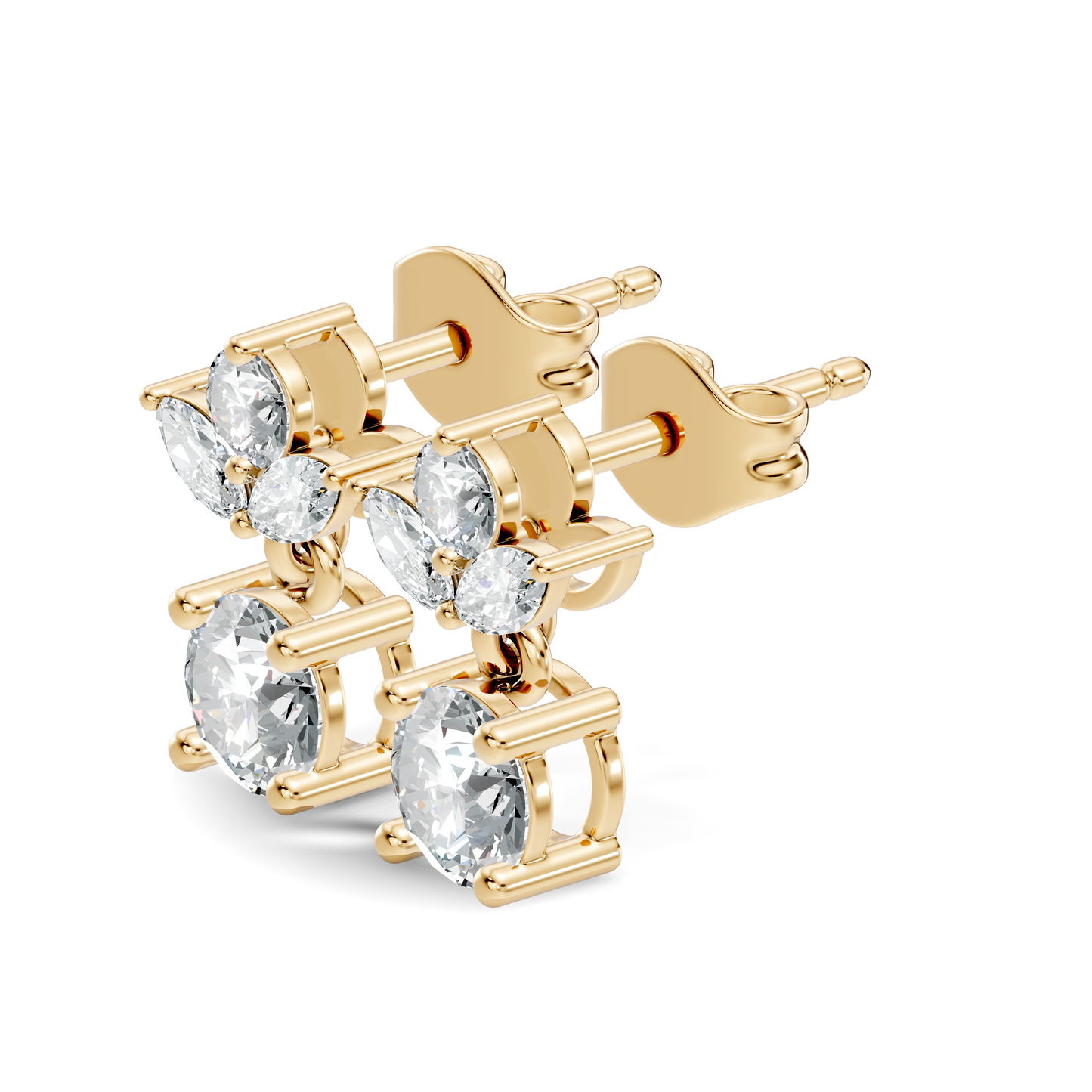 Timeless 1.60 Ct Lab Grown Round Brilliant & Marquise Diamond Drop Earrings