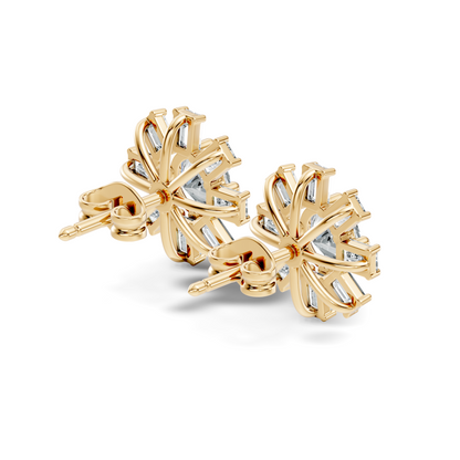 Emerald & Round Shape 10k Solid Gold Lab Grown Diamond Very Dazzling Vintage Diamond Earrings For Her