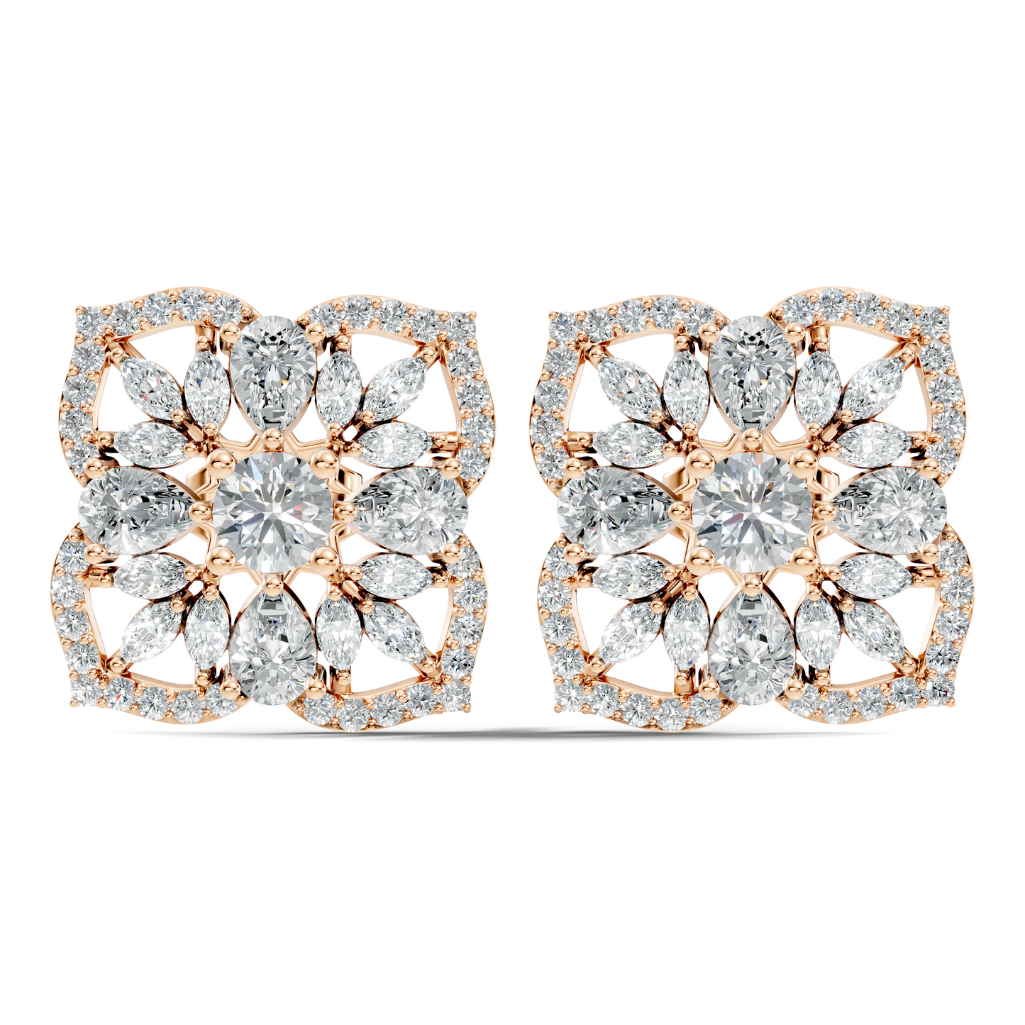 10k Solid Gold Pear, Round, Marquise Shape Lab grown Diamond Stunning Shinny Vintage Earring For Women