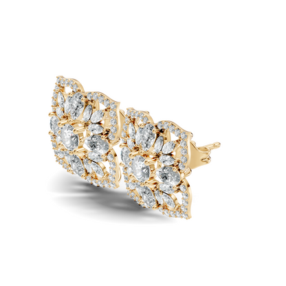 10k Solid Gold Pear, Round, Marquise Shape Lab grown Diamond Stunning Shinny Vintage Earring For Women