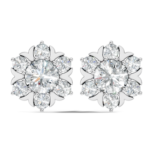 Round Shape Lab Grown Diamond 3.08 Ct 14k Solid White Gold Elegance Unique Style Diamond Earrings For Anniversary Gift