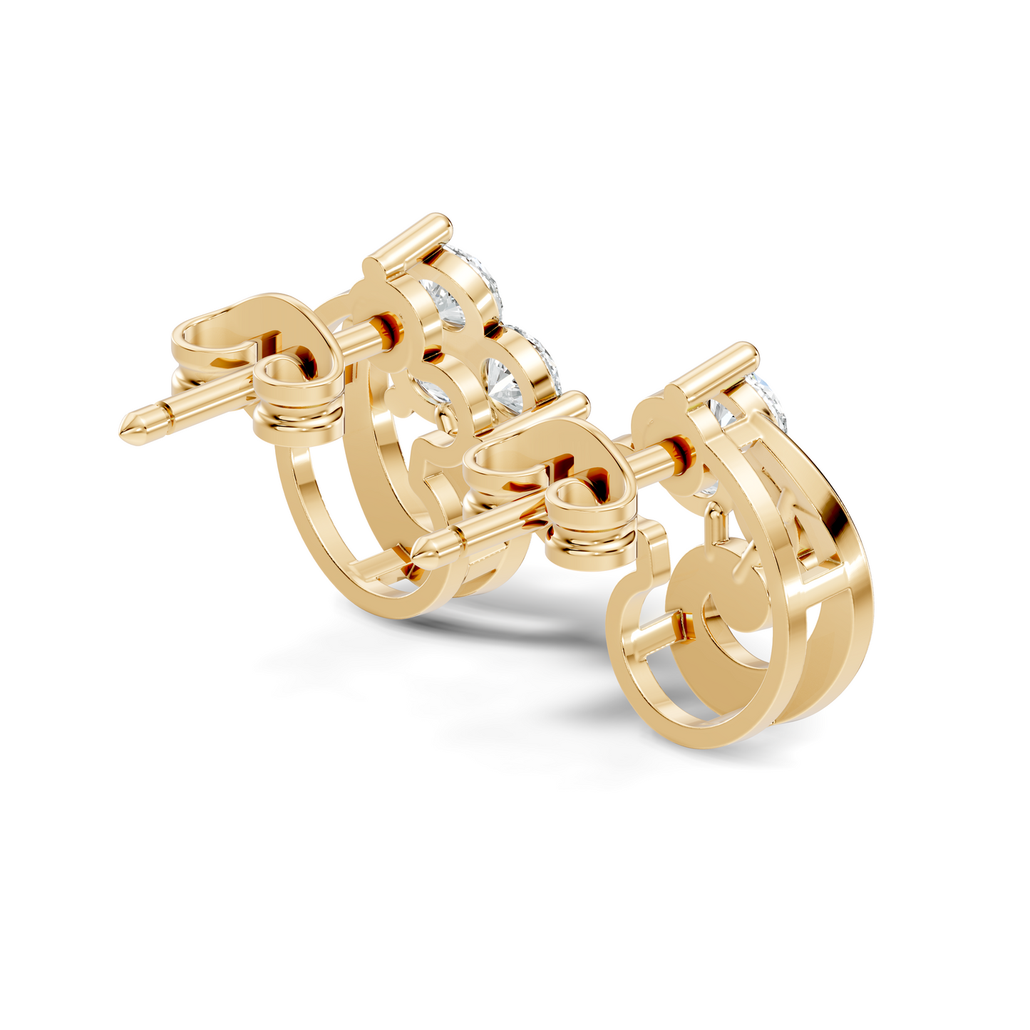 Classic Floral Cluster Round Diamond Stud Earrings 18K White Gold Perfect Gift For Her