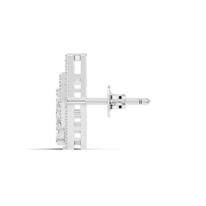 Round & Marquise shape Lab Grown-Natural Diamond 14k Solid Rose Gold Earrings For Women