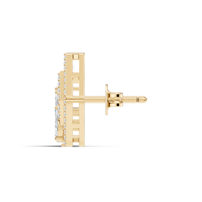 Round & Marquise shape Lab Grown-Natural Diamond 14k Solid Rose Gold Earrings For Women