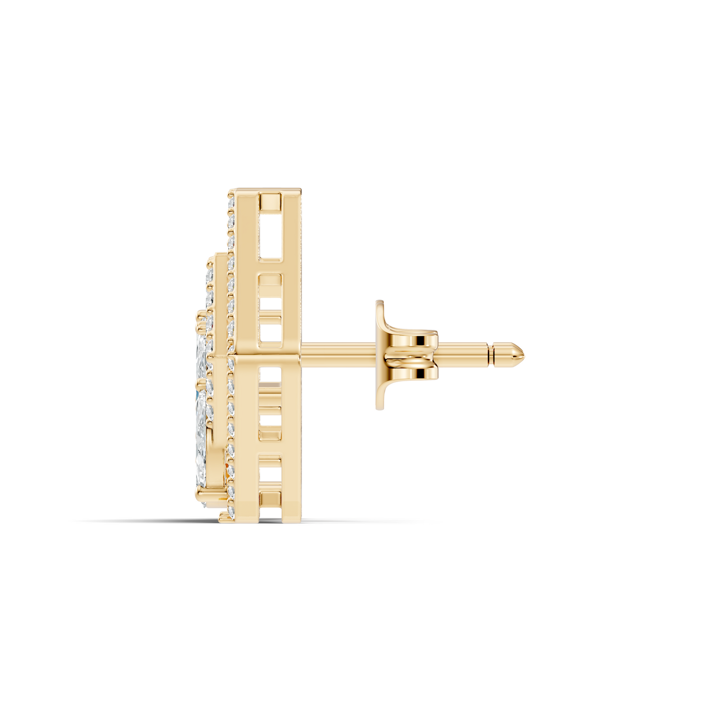 Round & Marquise shape Lab Grown-Natural Diamond 14k Solid Rose Gold Earrings For Women