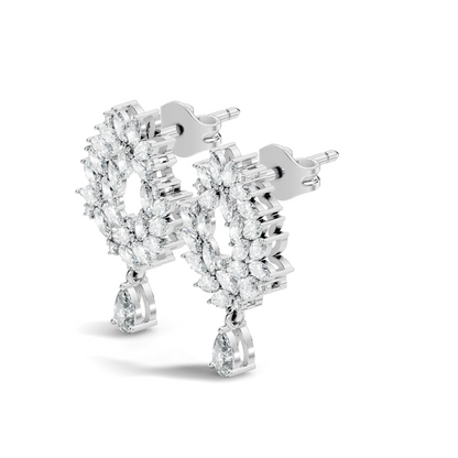 14K Rose Gold Marquise Cluster Earrings with Pear Drop Wedding & Party Jewelry For Her