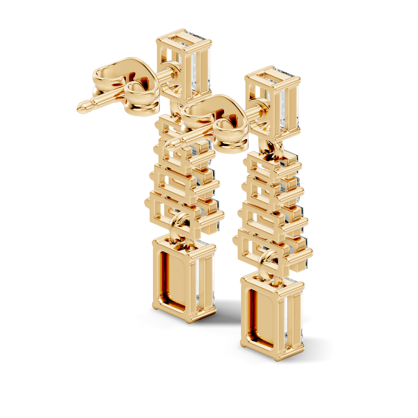 Women's 2.25 Ct Emerald Baguette Diamond Stud Earrings - Classic Drop Design