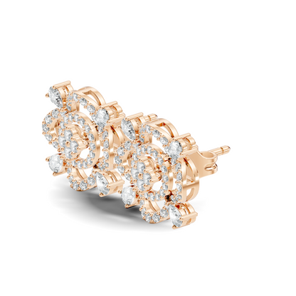 Pear & Round Shape Lab Grown Diamond 10k Solid Gold Earrings Daily Wear For Women