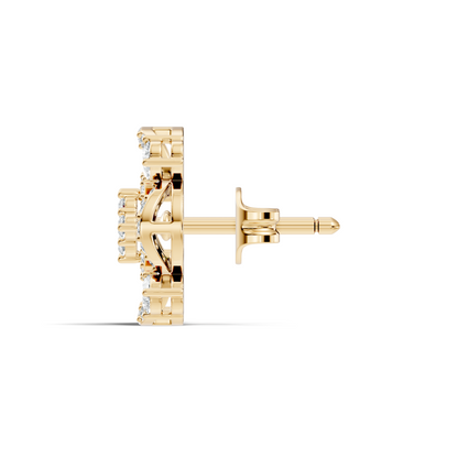 Pear & Round Shape Lab Grown Diamond 10k Solid Gold Earrings Daily Wear For Women