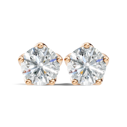 10k Solid Rose Gold Round Shape Lab Grown Vintage Solitaire Diamond Earrings For her