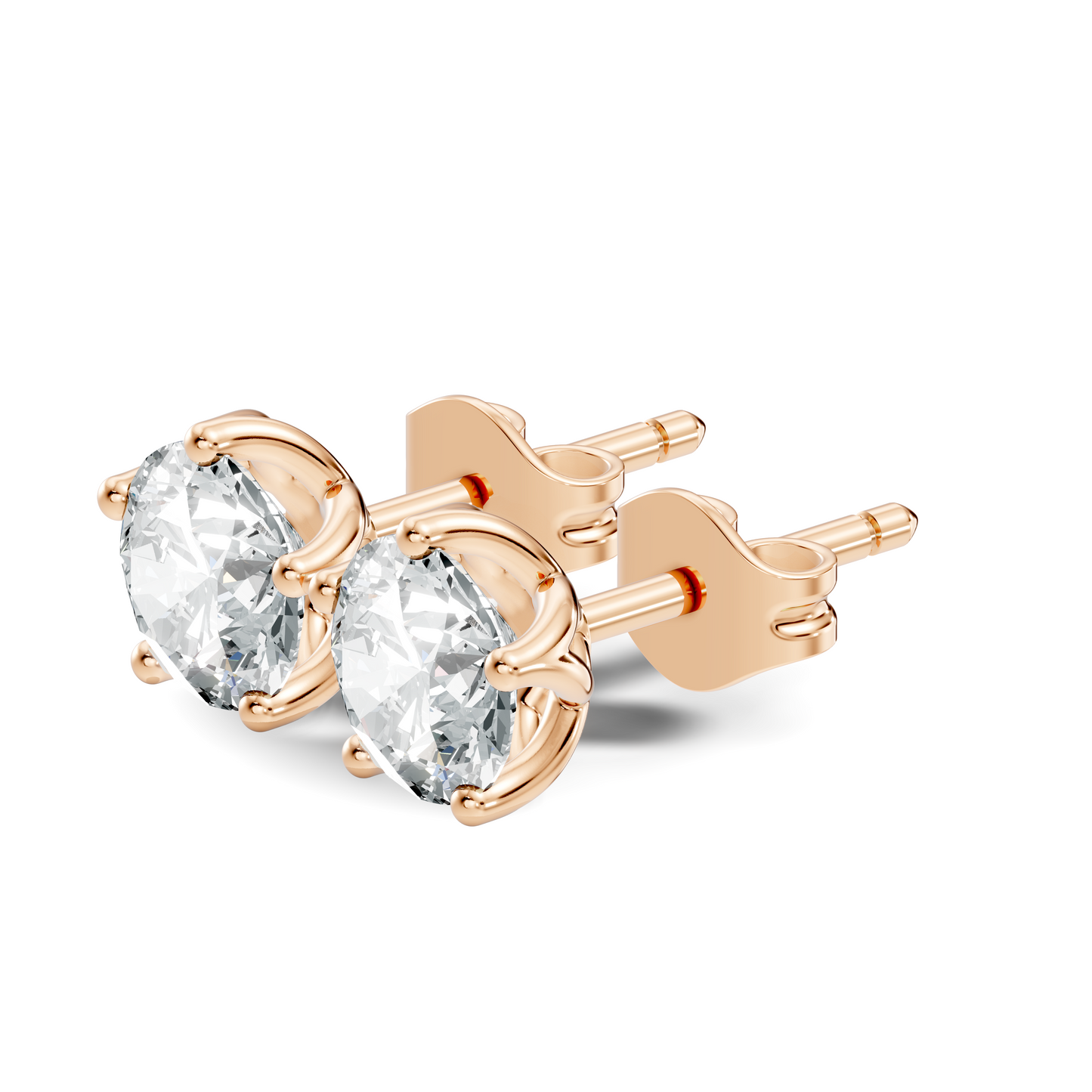 10k Solid Rose Gold Round Shape Lab Grown Vintage Solitaire Diamond Earrings For her
