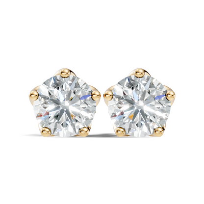 10k Solid Rose Gold Round Shape Lab Grown Vintage Solitaire Diamond Earrings For her