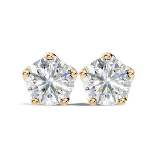 10k Solid Rose Gold Round Shape Lab Grown Vintage Solitaire Diamond Earrings For her