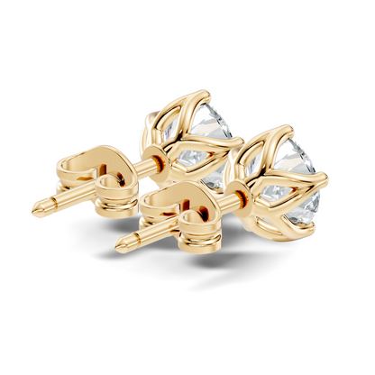 10k Solid Rose Gold Round Shape Lab Grown Vintage Solitaire Diamond Earrings For her