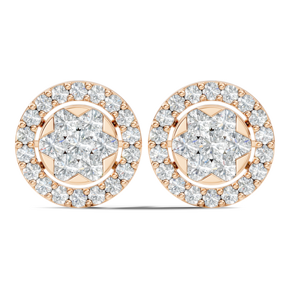 Elegant Tringle Diamond Stud 10k Solid Gold Wedding Wear Diamond Earrings For Her