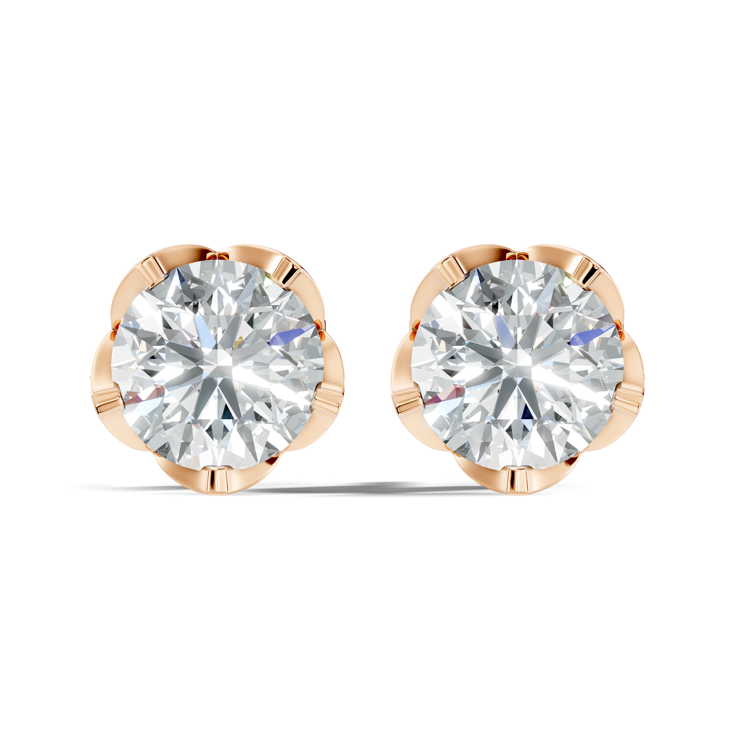 Round Shape 10k Solid Gold Stunning Affordable Vintage labgrown Diamond Earrings For Her