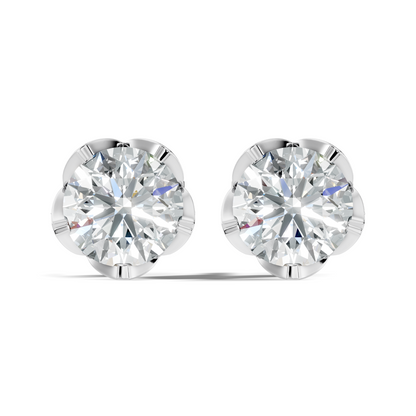 Round Shape 10k Solid Gold Stunning Affordable Vintage labgrown Diamond Earrings For Her