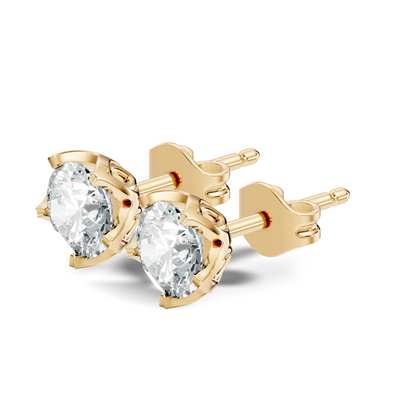 Round Shape 10k Solid Gold Stunning Affordable Vintage labgrown Diamond Earrings For Her