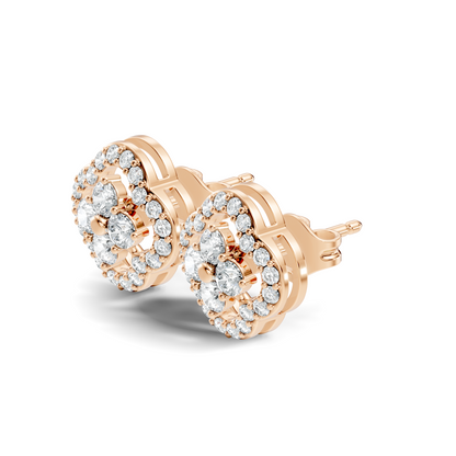 10k Solid Rose Gold Round Natural-Lab Grown Stunning Adorable Vintage Diamond Earring For Her