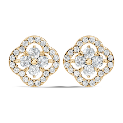 10k Solid Rose Gold Round Natural-Lab Grown Stunning Adorable Vintage Diamond Earring For Her
