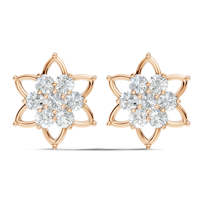 Unique Style Round Shape Natural & Lab Grown Diamond Elegance Sparkle Diamond Earrings