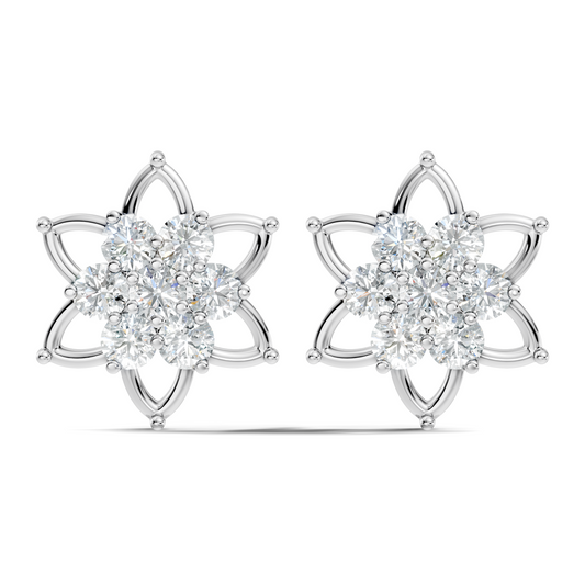 Unique Style Round Shape Natural & Lab Grown Diamond Elegance Sparkle Diamond Earrings