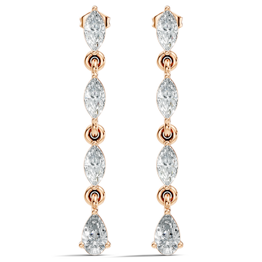 14K Gold Minimalist Earring Studs Marquise & Pear Drop Earrings For Party Wear