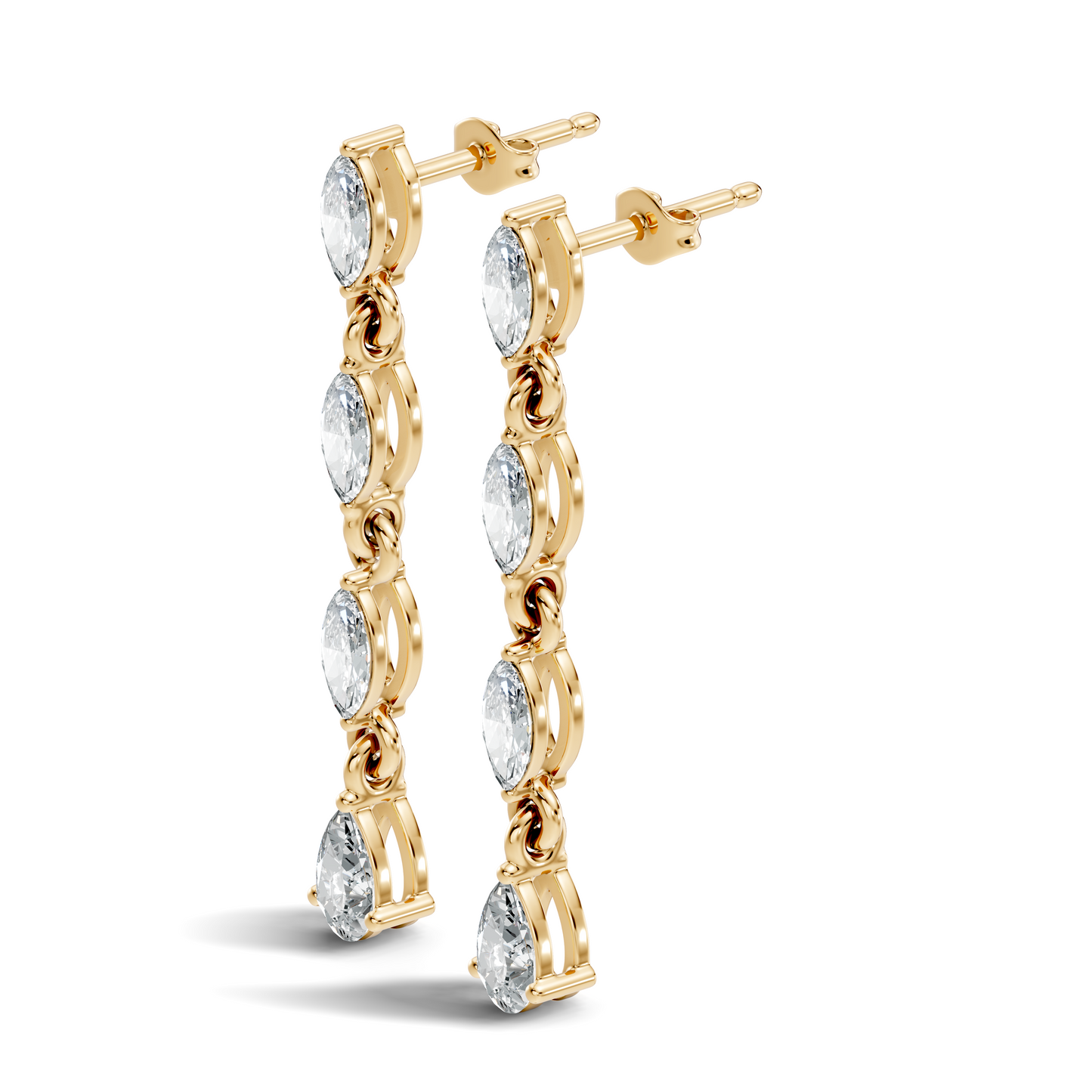 14K Gold Minimalist Earring Studs Marquise & Pear Drop Earrings For Party Wear