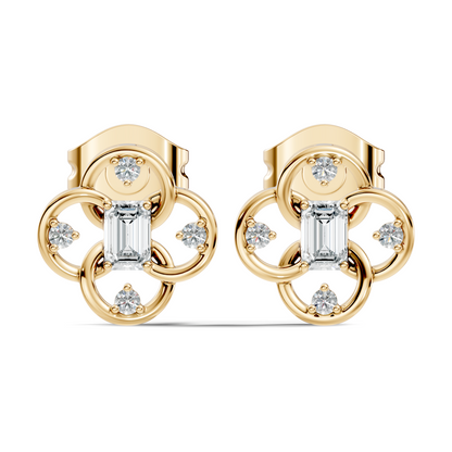 EEmerald Cut Lab Grown & Natural Daimond Unique Delicate Vintage Party Wear Earring For Her