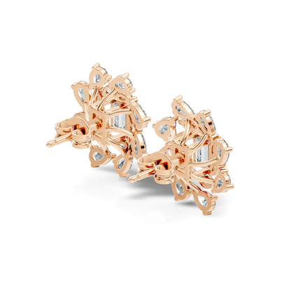 4.12Ct Marquise, Pear and Emerald  Shape Diamond Vintage Flower Shape Dainty Wedding  Earrings For Women's