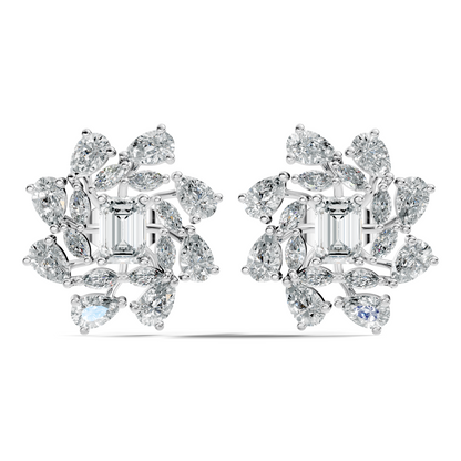 4.12Ct Marquise, Pear and Emerald  Shape Diamond Vintage Flower Shape Dainty Wedding  Earrings For Women's