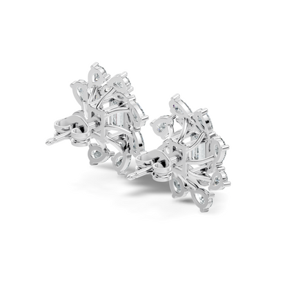 4.12Ct Marquise, Pear and Emerald  Shape Diamond Vintage Flower Shape Dainty Wedding  Earrings For Women's