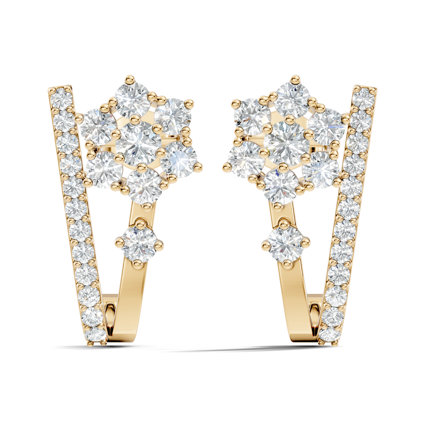 Round Cut Top Grade Lab-Grown Diamond Unique Classic Hand Crafted Drop Stud Earrings For Her