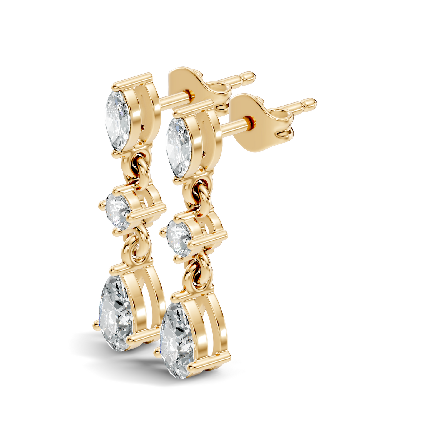 Pear, Marquise and Round Cut Top Grade Lab Grown Diamond Unique Perfect Earring For Bridals