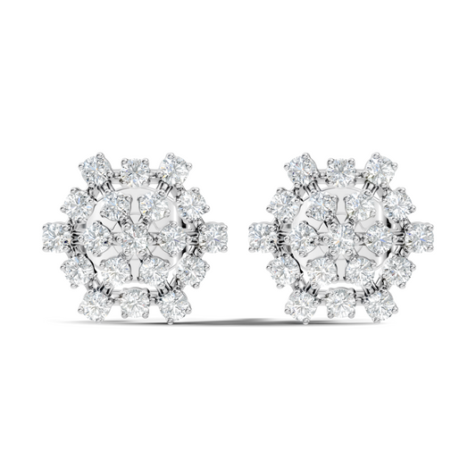 Elegant Vintage Round Diamond  Stud Earrings In 14K Gold Perfect Gift for Her