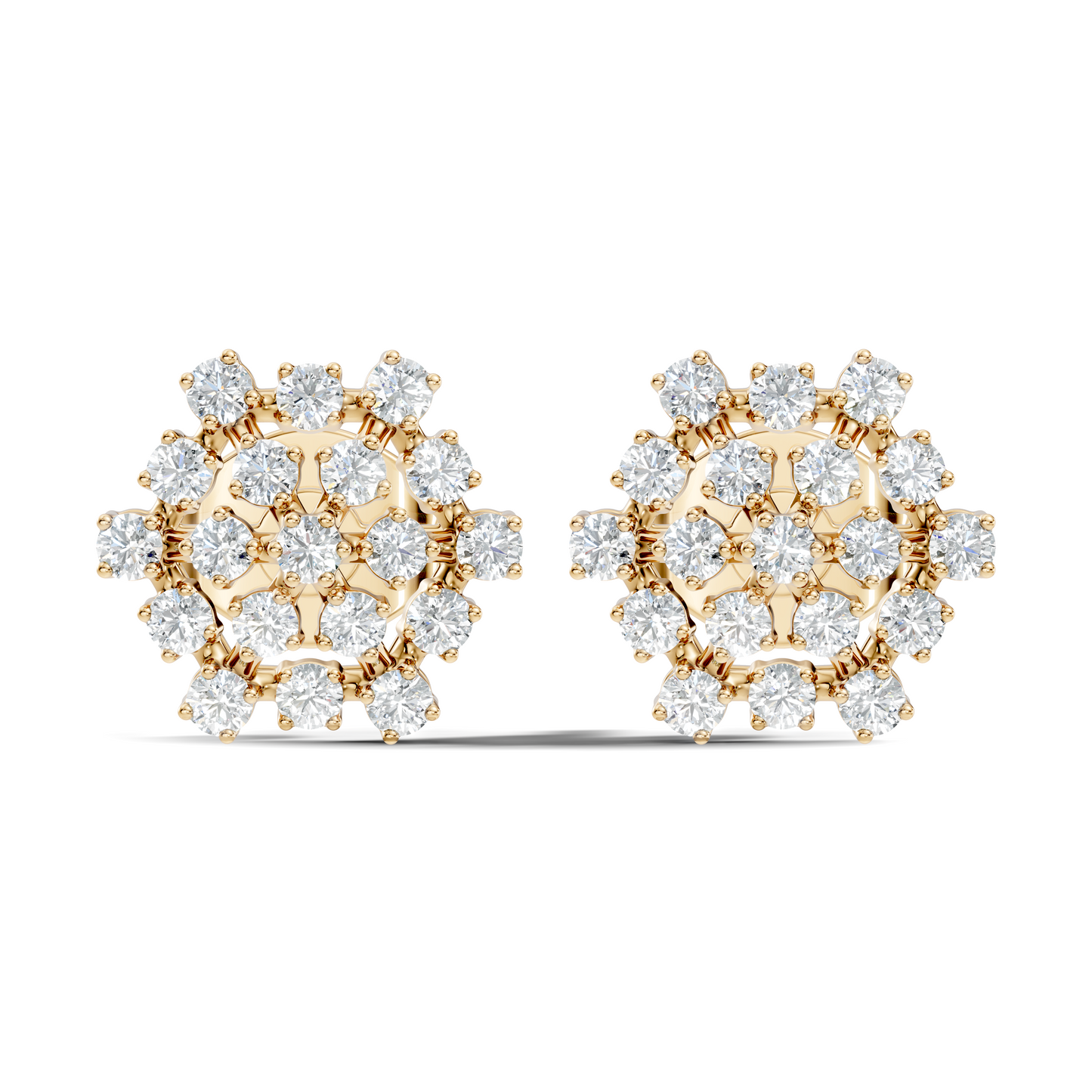 Elegant Vintage Round Diamond  Stud Earrings In 14K Gold Perfect Gift for Her