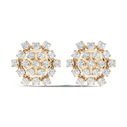 Elegant Vintage Round Diamond  Stud Earrings In 14K Gold Perfect Gift for Her