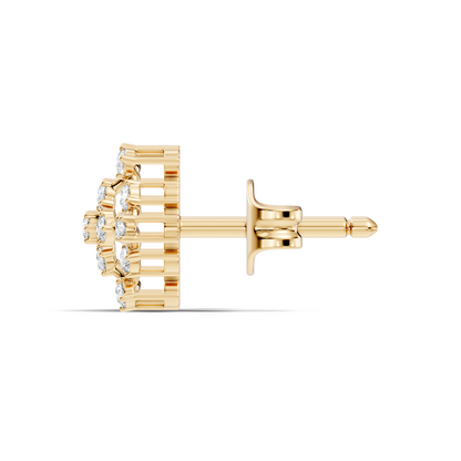 Elegant Vintage Round Diamond  Stud Earrings In 14K Gold Perfect Gift for Her