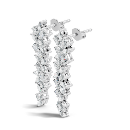 1.75 CT Oval Marquise Cut Diamond Cluster Stud Earrings In 14K Solid Gold