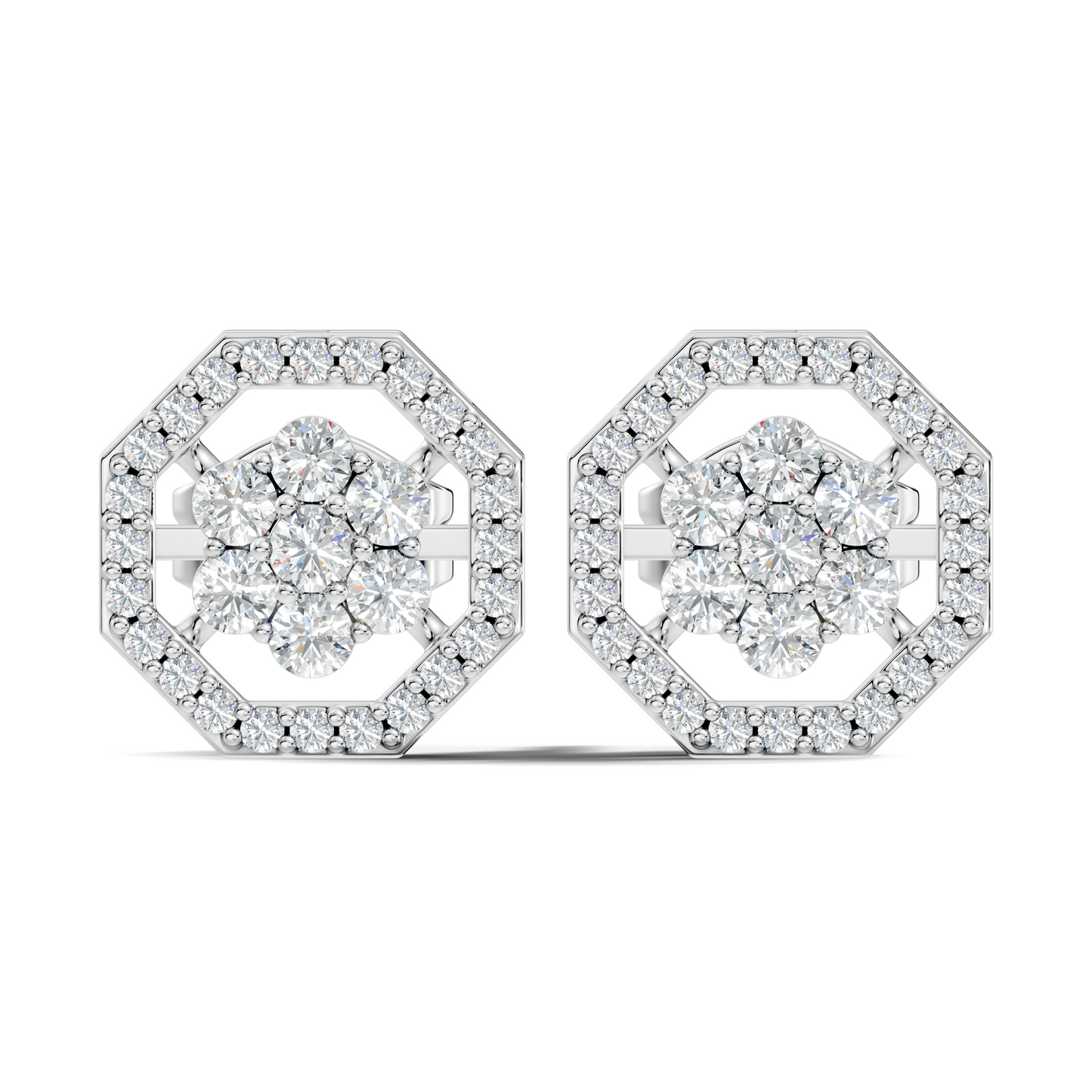 Sparkling 14K White Gold Round Diamond Studs For Her Colorless & Affordable