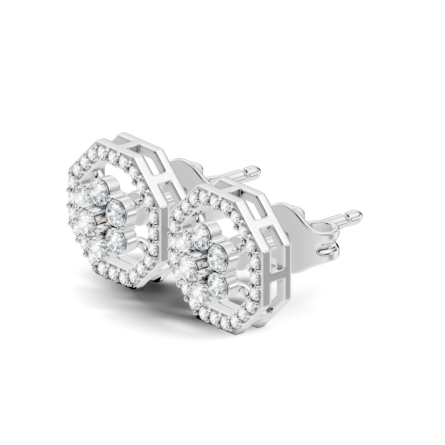 Sparkling 14K White Gold Round Diamond Studs For Her Colorless & Affordable