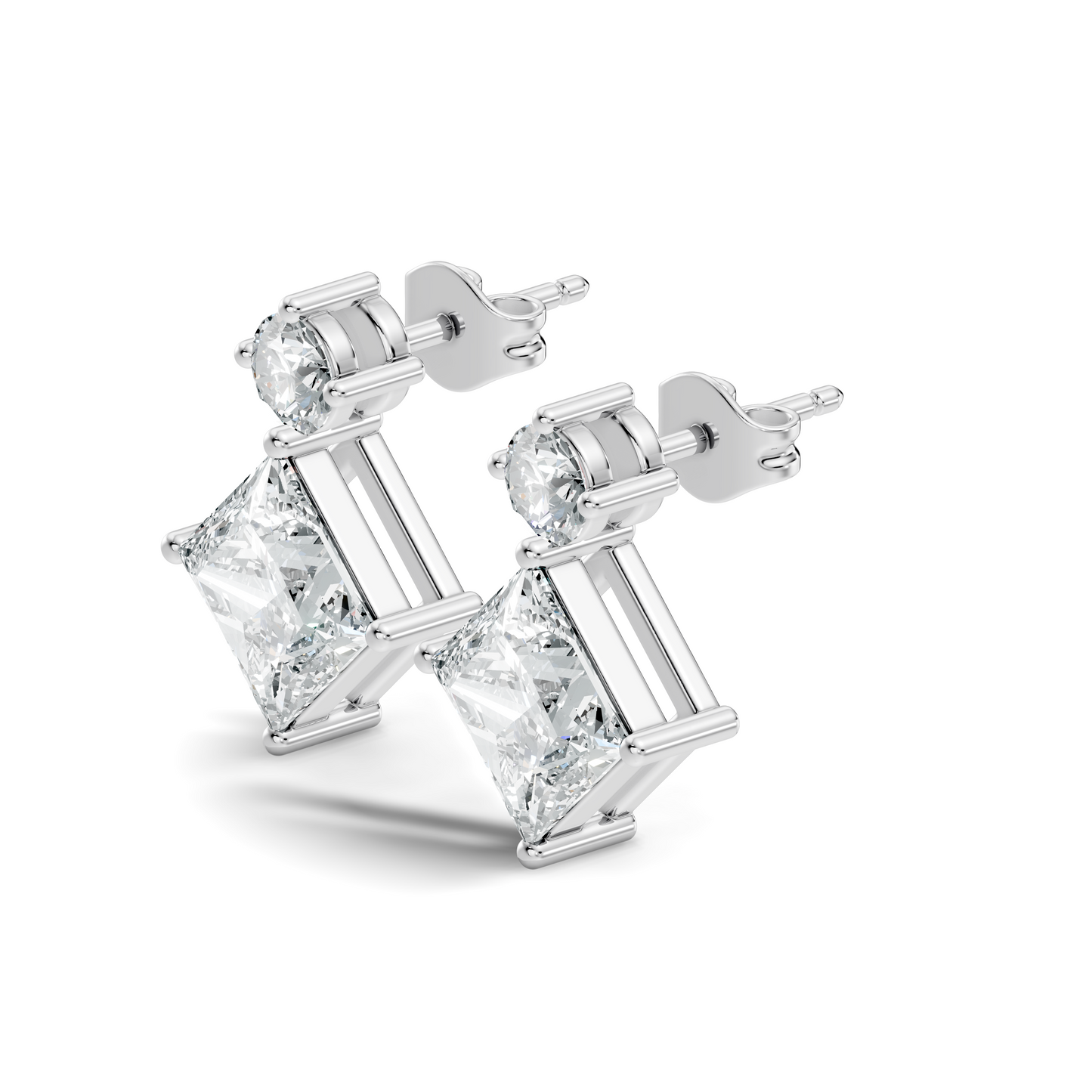 Classic Princess & Round Lab-Grown Diamond Stud Earrings Perfect Gift For Her
