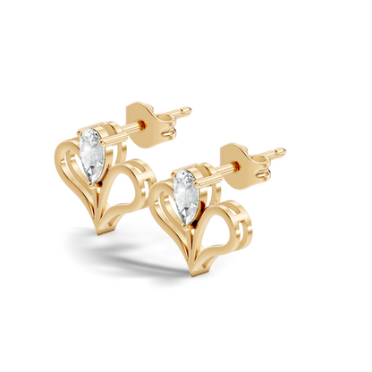 Elegant Pear Cut Lab-Grown Diamond Solitaire Stud Earrings Perfect Gift For Women's