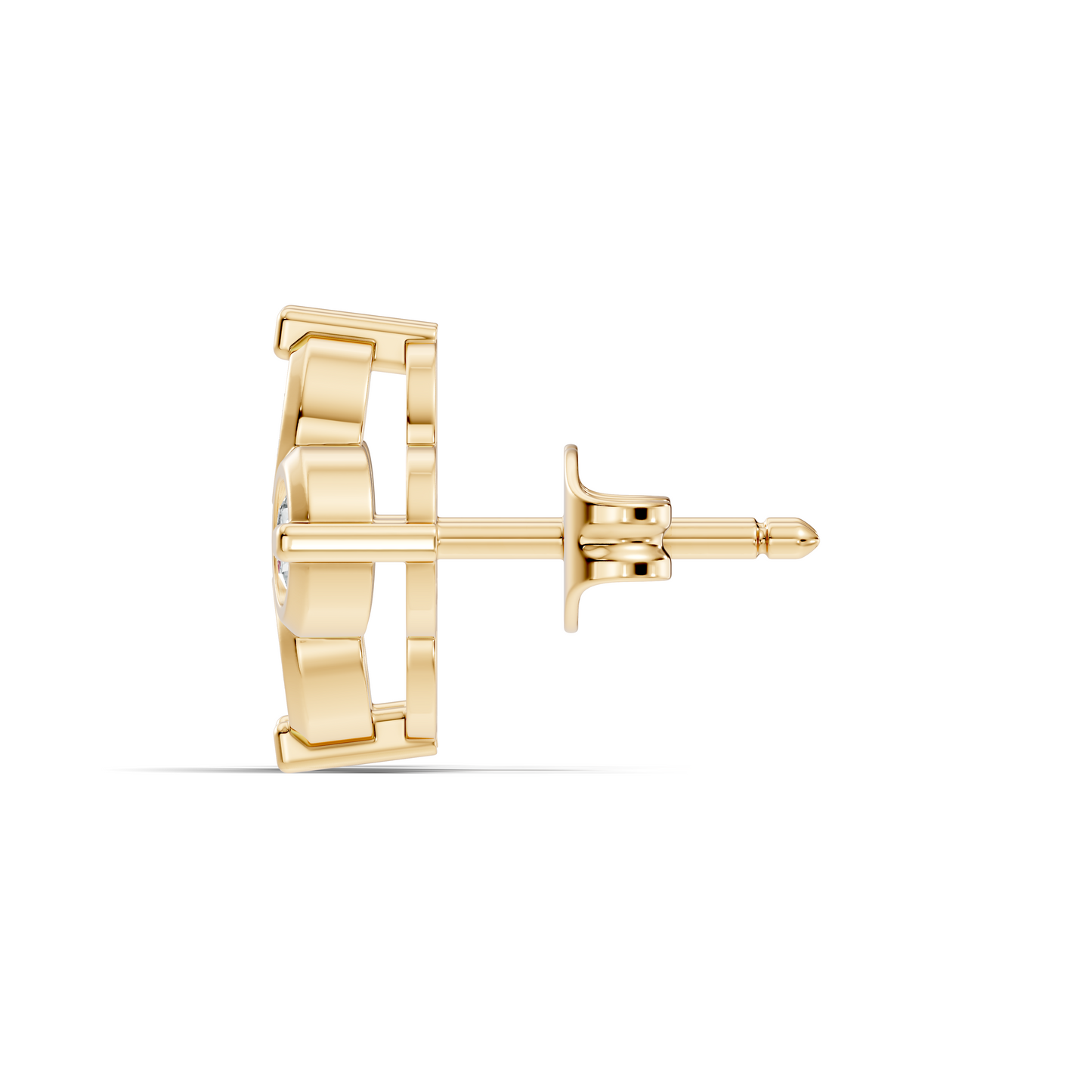 Luxury 14K Labgrown Gold Diamond Stud Earrings Four-Stone Round Bezel Set Cluster Style