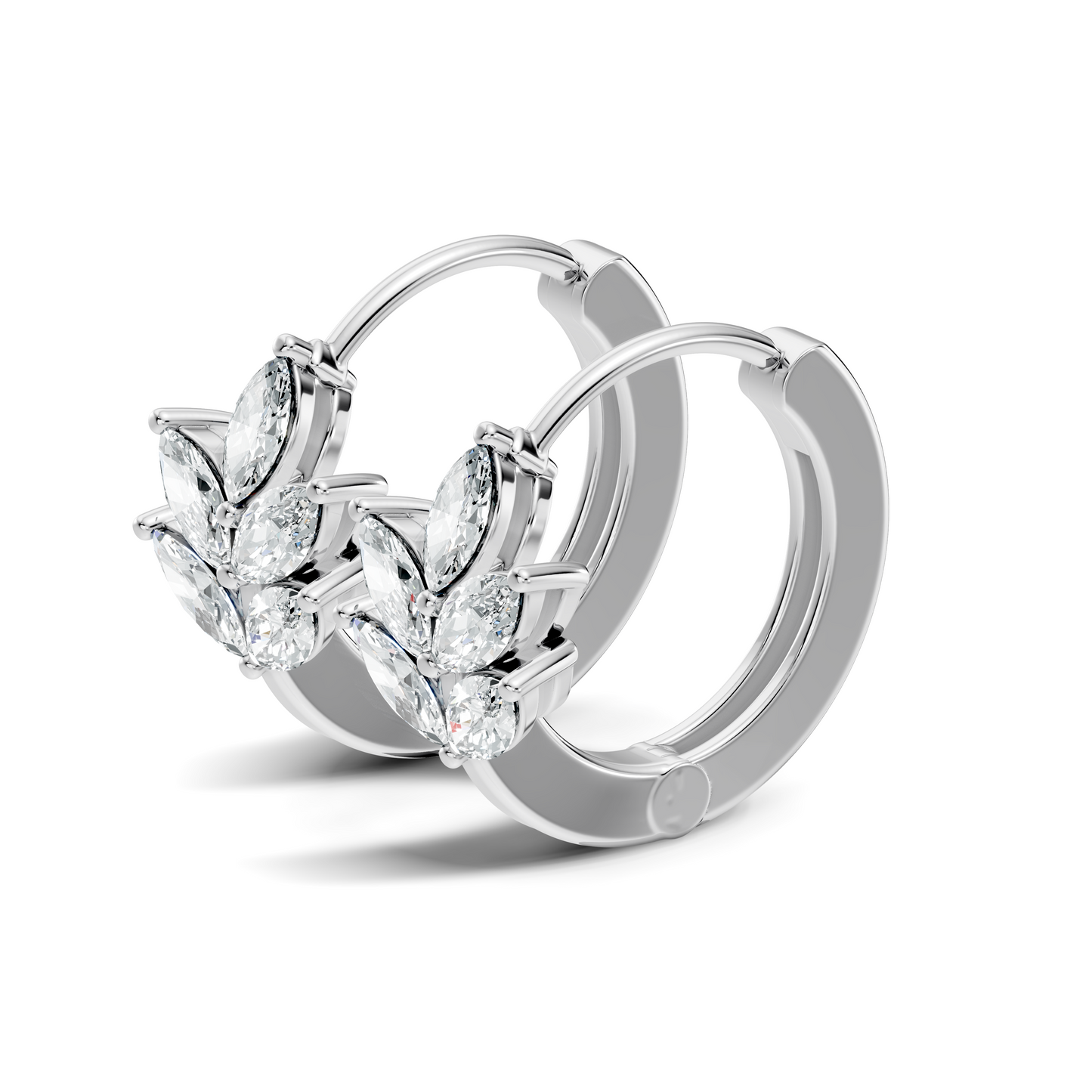 14K Solid Gold 1 Ct Marquise Cut Diamond Hoop Earrings Timeless Women's Jewelry